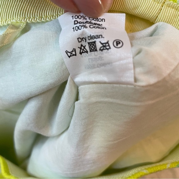 J Crew Basketweave Cotton Lined Bright Lemon Yellow Floral Mini Pockets Skirt - Picture 7 of 11